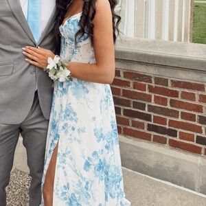 Laveliya Blue Floral Corset Maxi Dress - altered!!